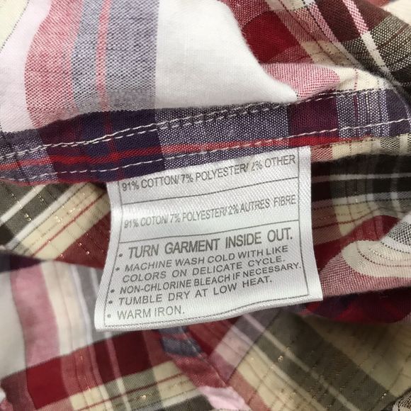 Ariat Western Shirt Snap Down Plaid Long Sleeve Rodeo L Red Yellow‎ Metallic - Picture 4 of 8